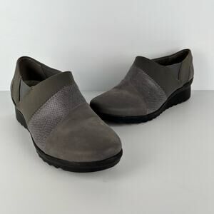 Clarks Denali Cloud Steppers Loafers Slip On Comfort Shoes Gray Womens Size 8.5